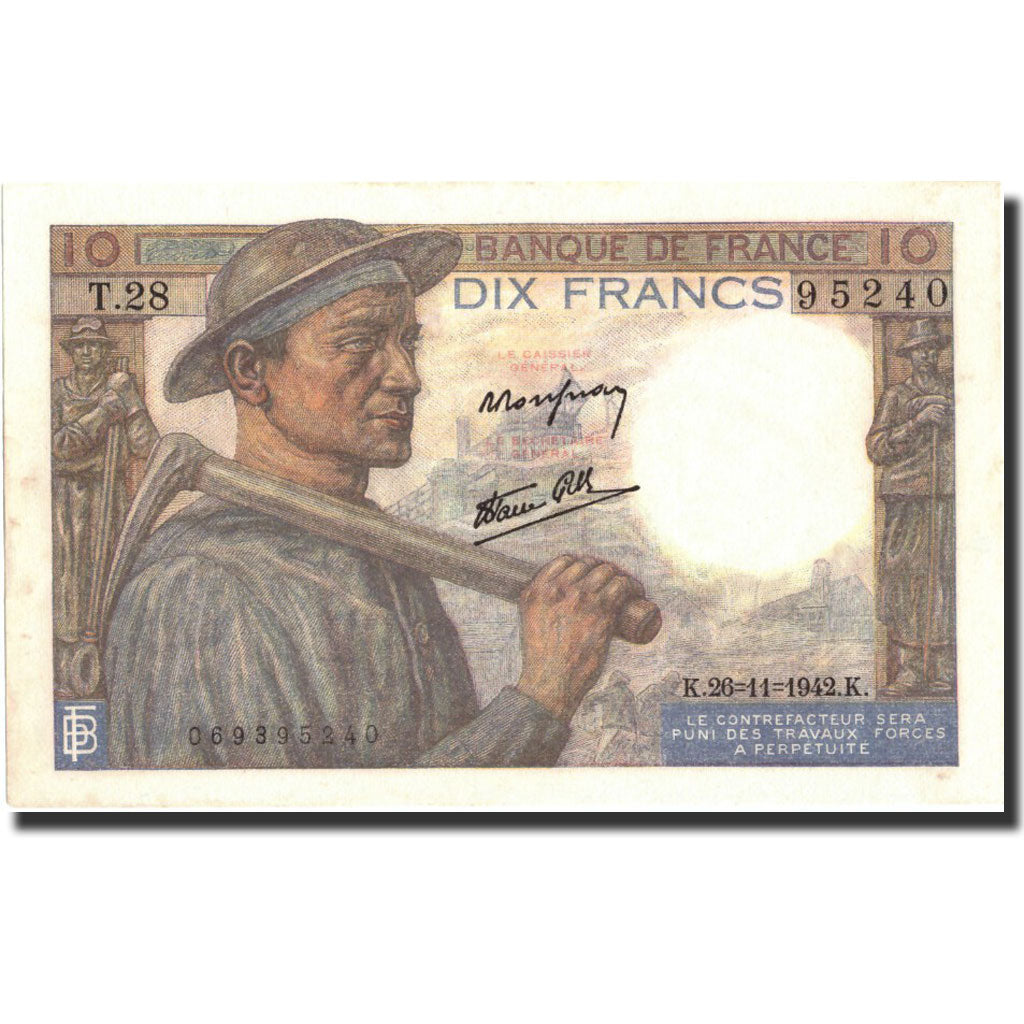 France, 10 Francs, 10 F 1941-1949 ''Mineur'', 1942, KM:99b, 1942-11-26