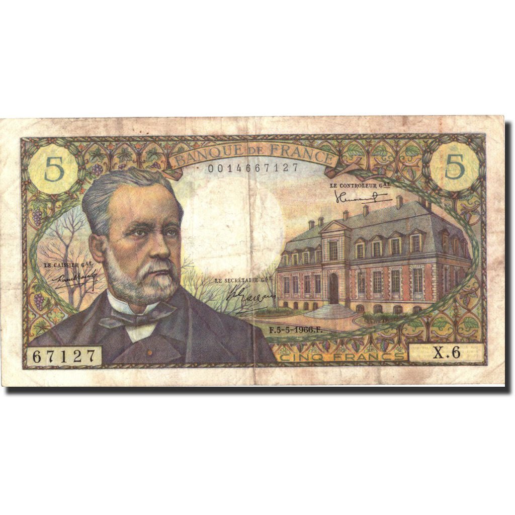 France, 5 Francs, 5 F 1966-1970 ''Pasteur'', 1966, 1966-05-05, KM:146a, TB+
