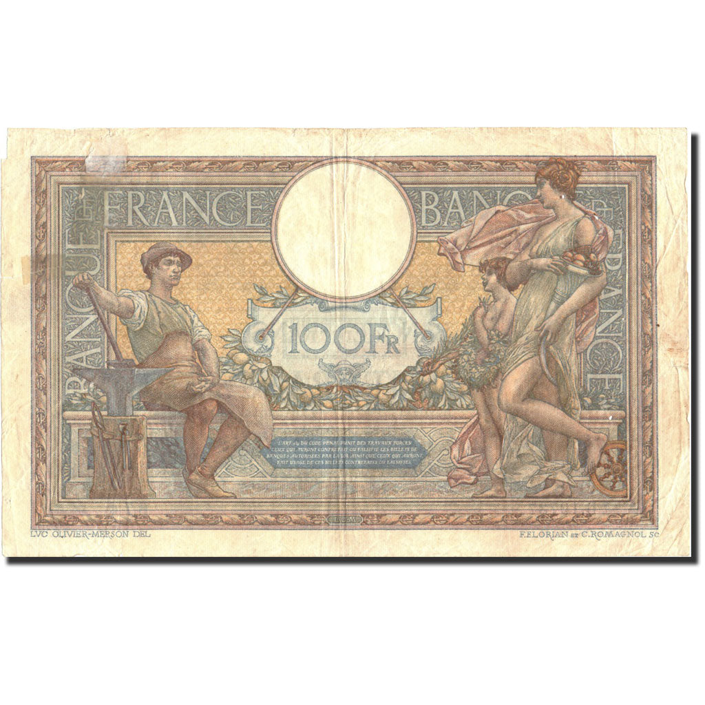 France, 100 Francs, 100 F 1908-1939 ''Luc Olivier Merson'', 1927, KM:78b