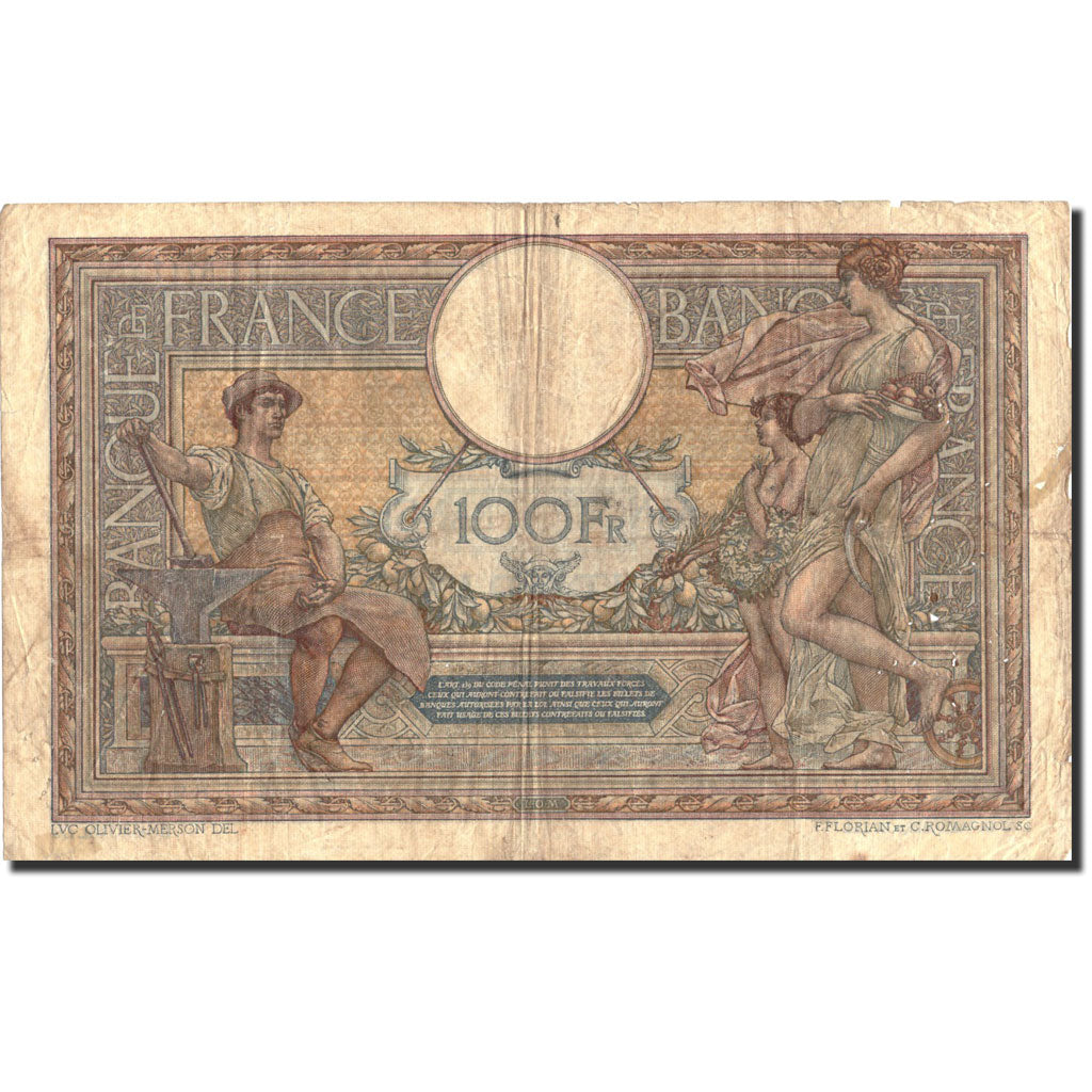 France, 100 Francs, 100 F 1908-1939 ''Luc Olivier Merson'', 1919, KM:71a
