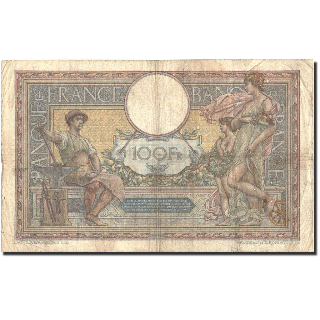 France, 100 Francs, 100 F 1908-1939 ''Luc Olivier Merson'', 1923, KM:71c