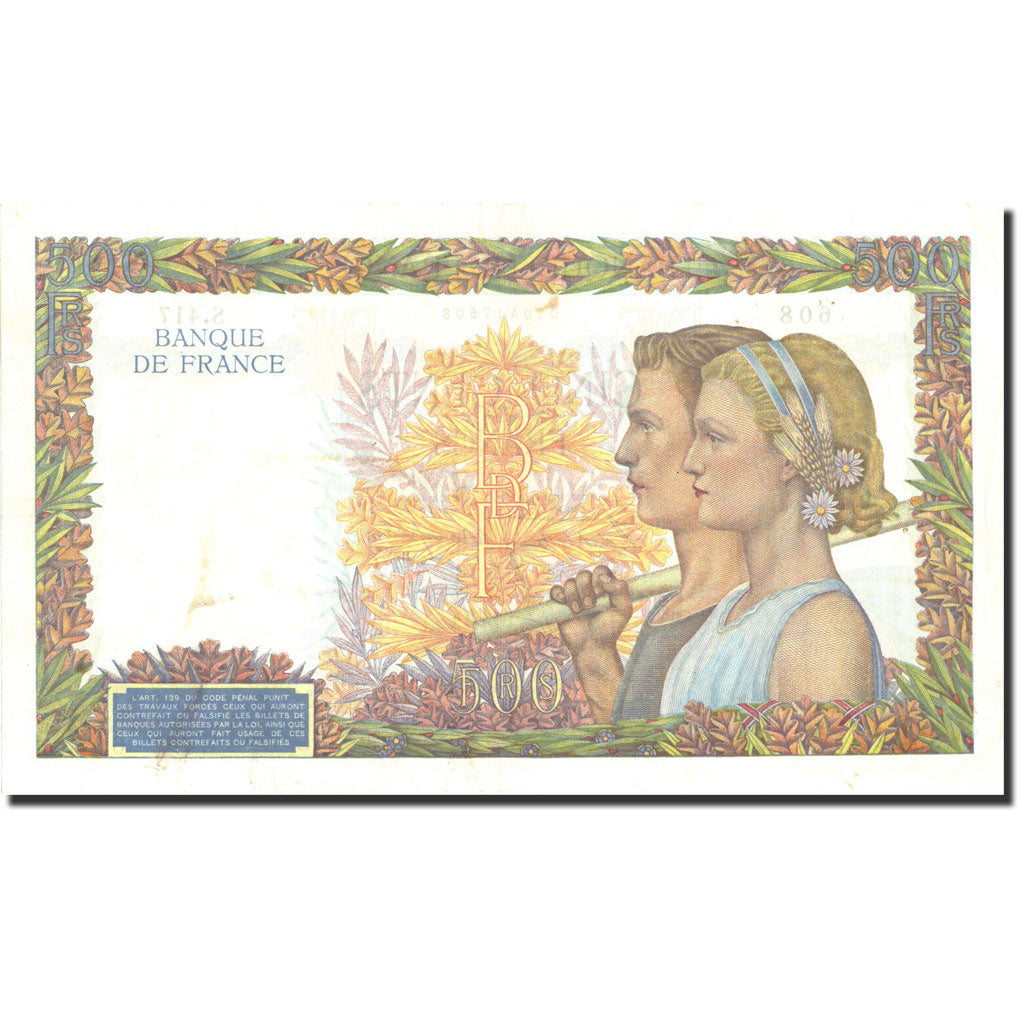 France, 500 Francs, 500 F 1940-1944 ''La Paix'', 1940, KM:95a, 1940-05-16