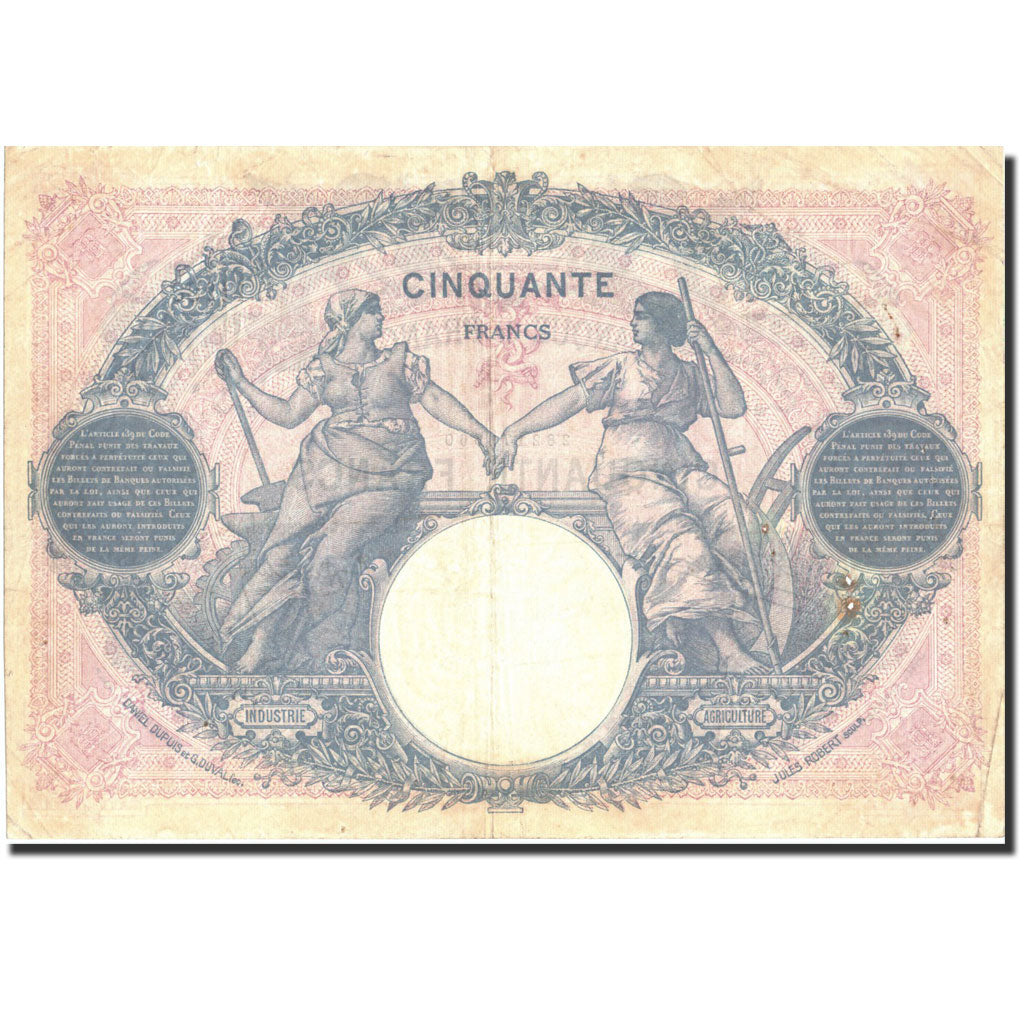 France, 50 Francs, 50 F 1889-1927 ''Bleu et Rose'', 1924, 1924-11-18, KM:64g