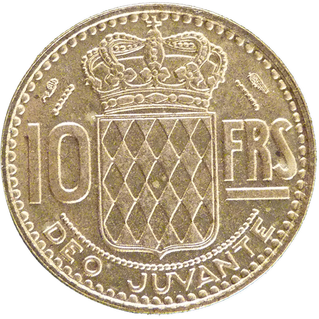 Monaco, 10 Francs, 1950, AU(55-58), Aluminium-Bronze, Gadoury #139, 3.00