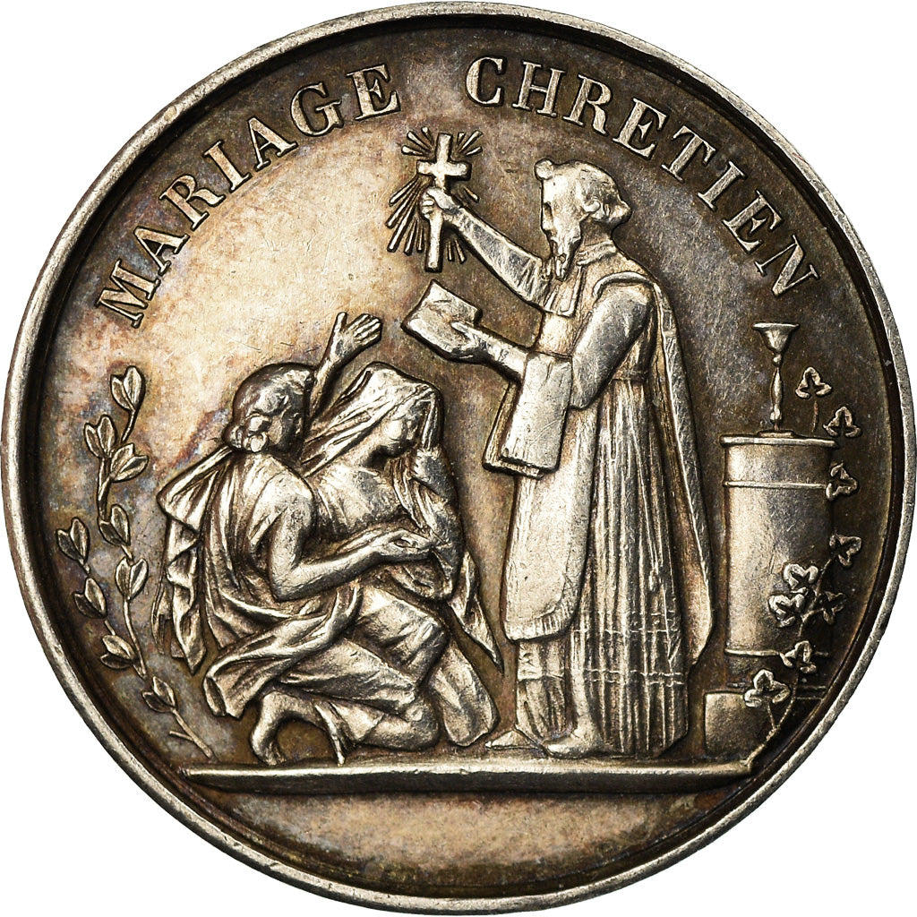 France, Medal, Mariage Chrétien, Religions & beliefs, MS(60-62), Silver