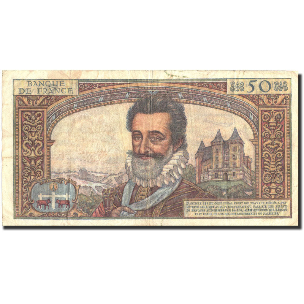 Francia, 50 Nouveaux Francs, 1955-1959 Overprinted with ''Nouveaux Francs''
