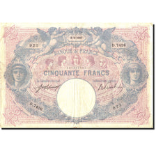 France, 5 Francs, 50 F 1889-1927 ''Bleu et Rose'', 1917, KM:72a, 1917-05-05