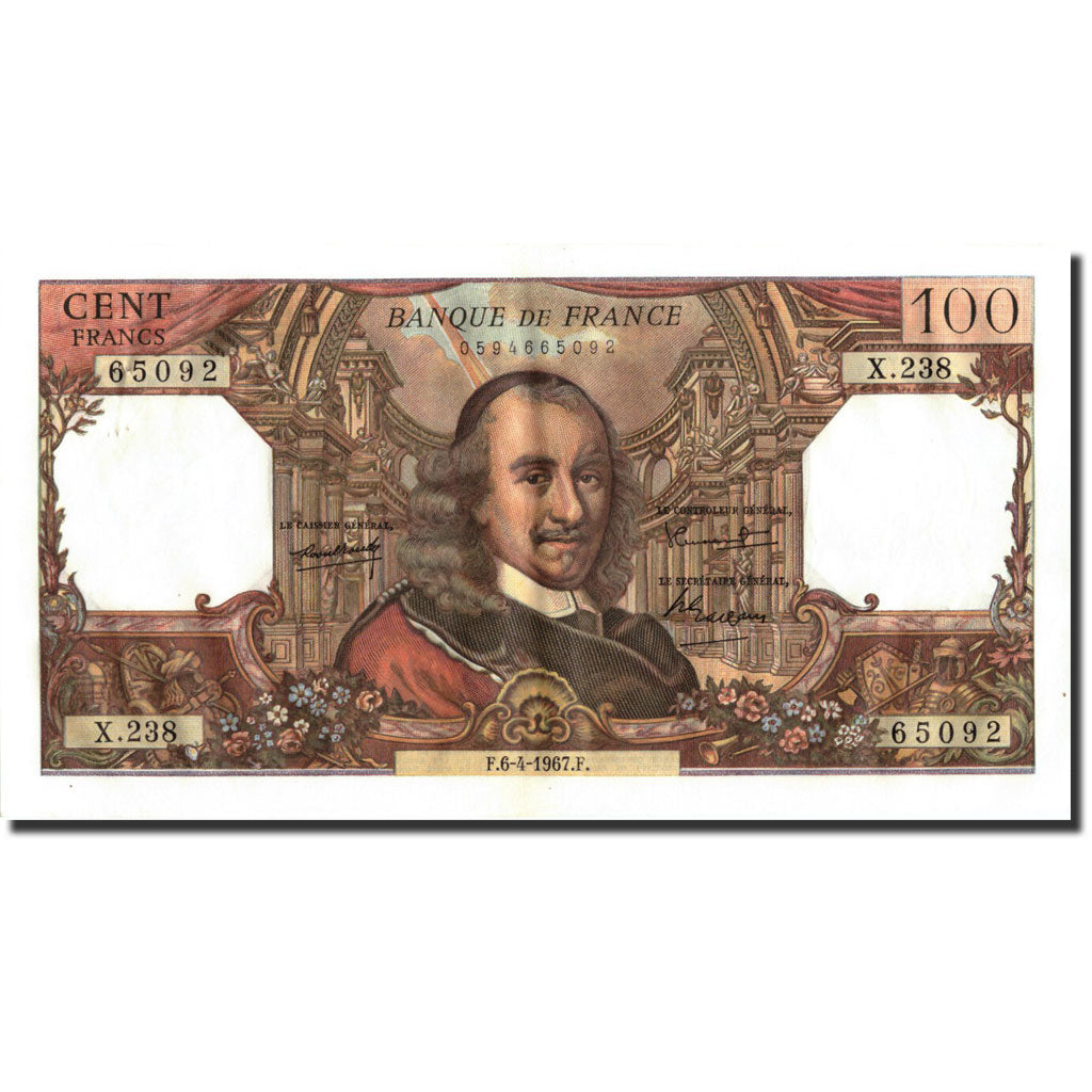 France, 100 Francs, 100 F 1964-1979 ''Corneille'', 1967, KM:149b, 1967-04-06