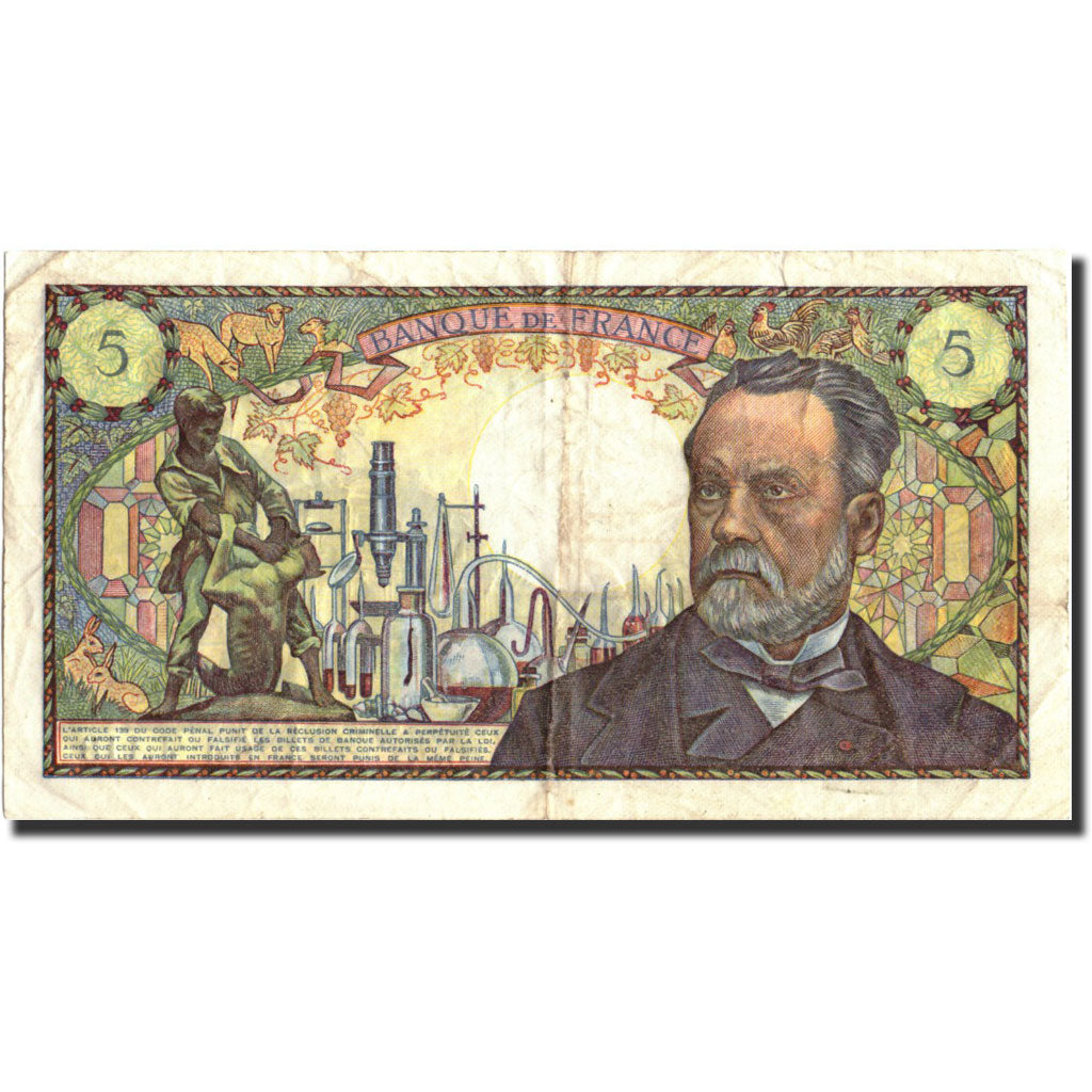 France, 5 Francs, 5 F 1966-1970 ''Pasteur'', 1970, KM:146b, 1970-01-08