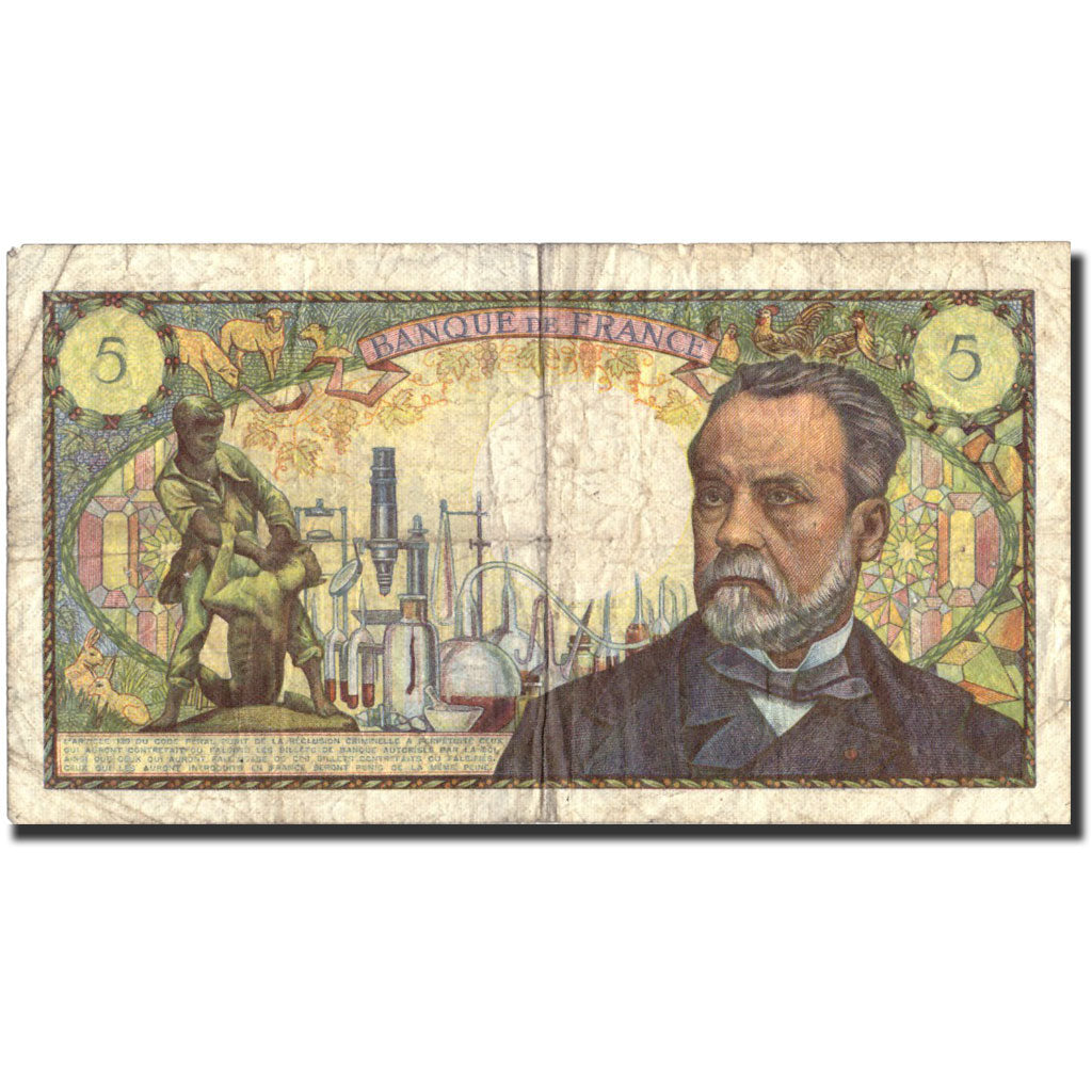 France, 10 Francs, 5 F 1966-1970 ''Pasteur'', 1969, KM:150a, 1969-06-05