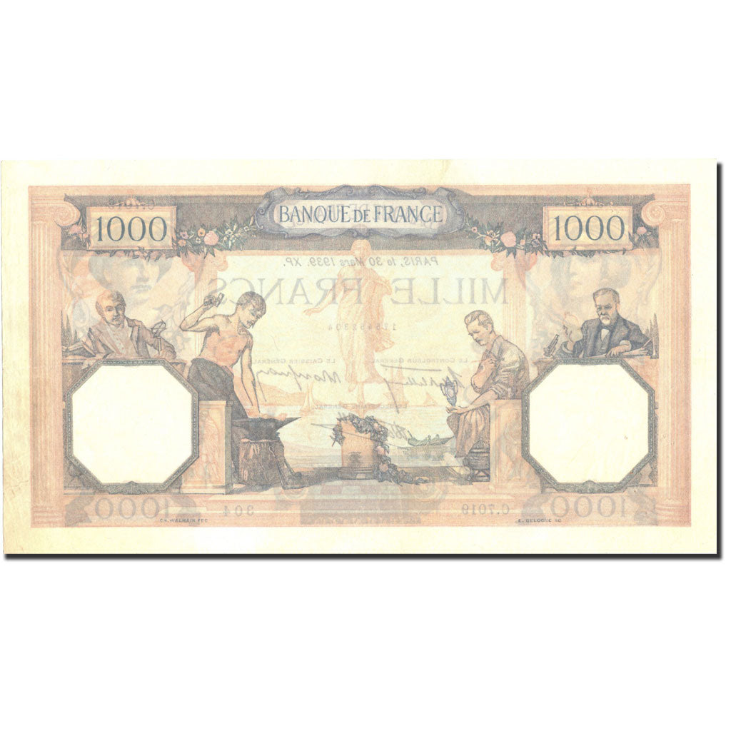 Billete, Francia, 1000 Francs, 1 000 F 1927-1940 ''Cérès et Mercure'', 1939