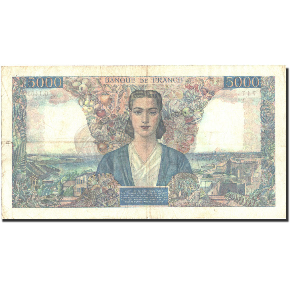 France, 5000 Francs, 5 000 F 1942-1947 ''Empire Français'', 1945, KM:103c