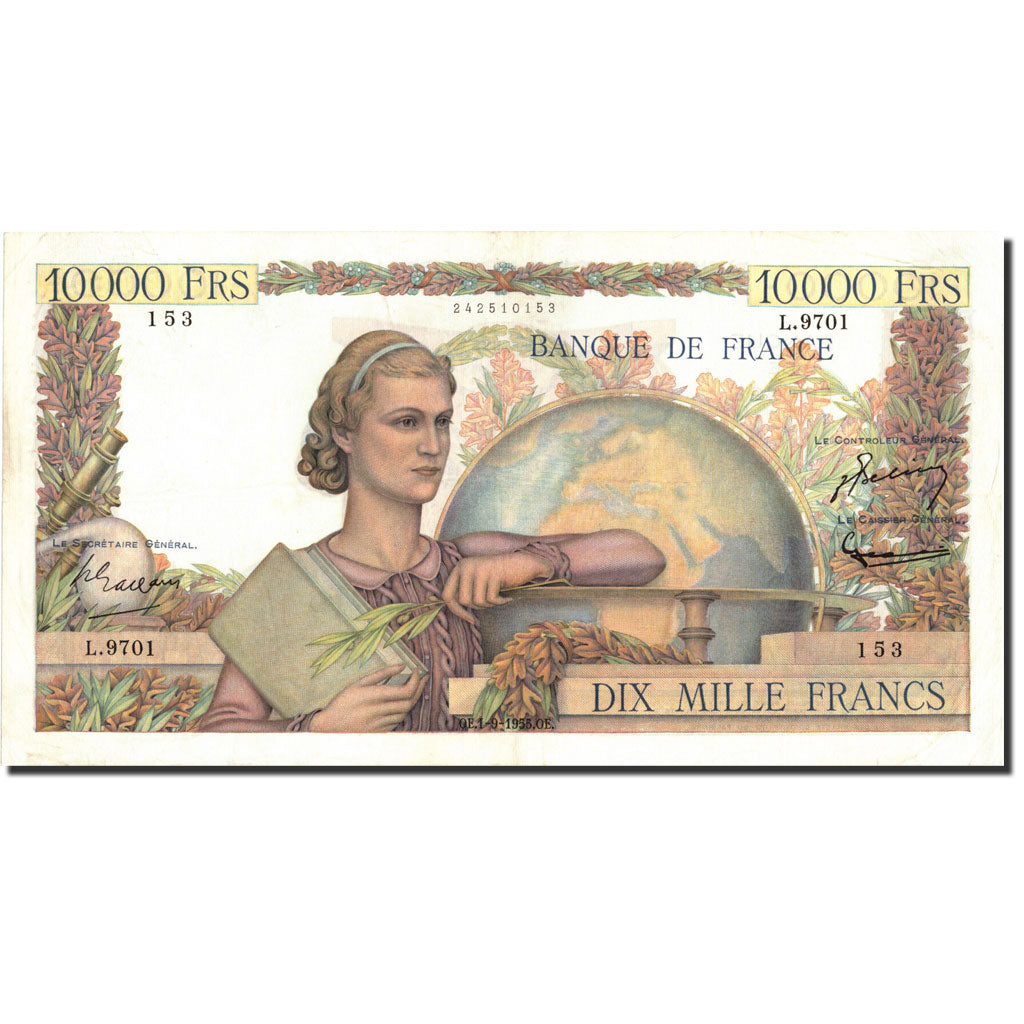 Billet, France, 10,000 Francs, 10 000 F 1945-1956 ''Génie Français'', 1955