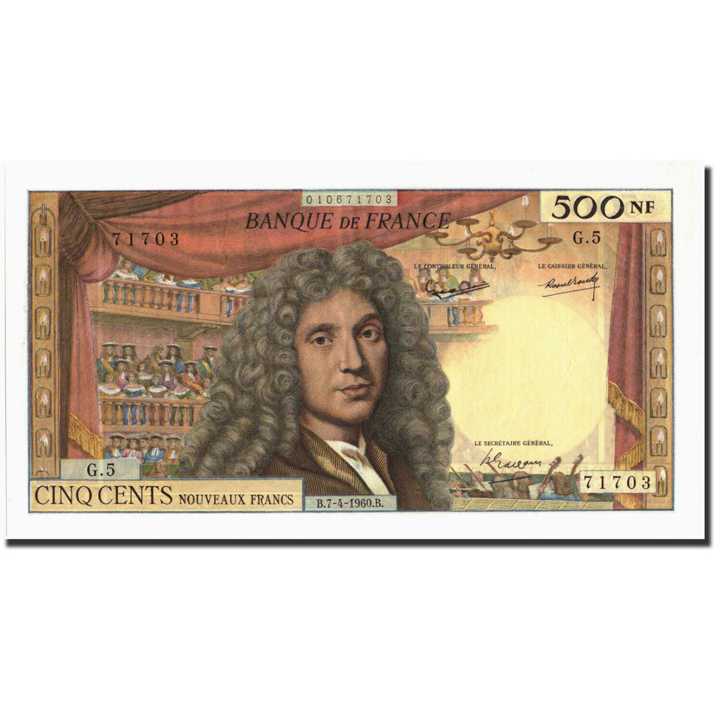 France, 500 Nouveaux Francs, 500 NF 1959-1966 ''Molière'', 1960, KM:145a