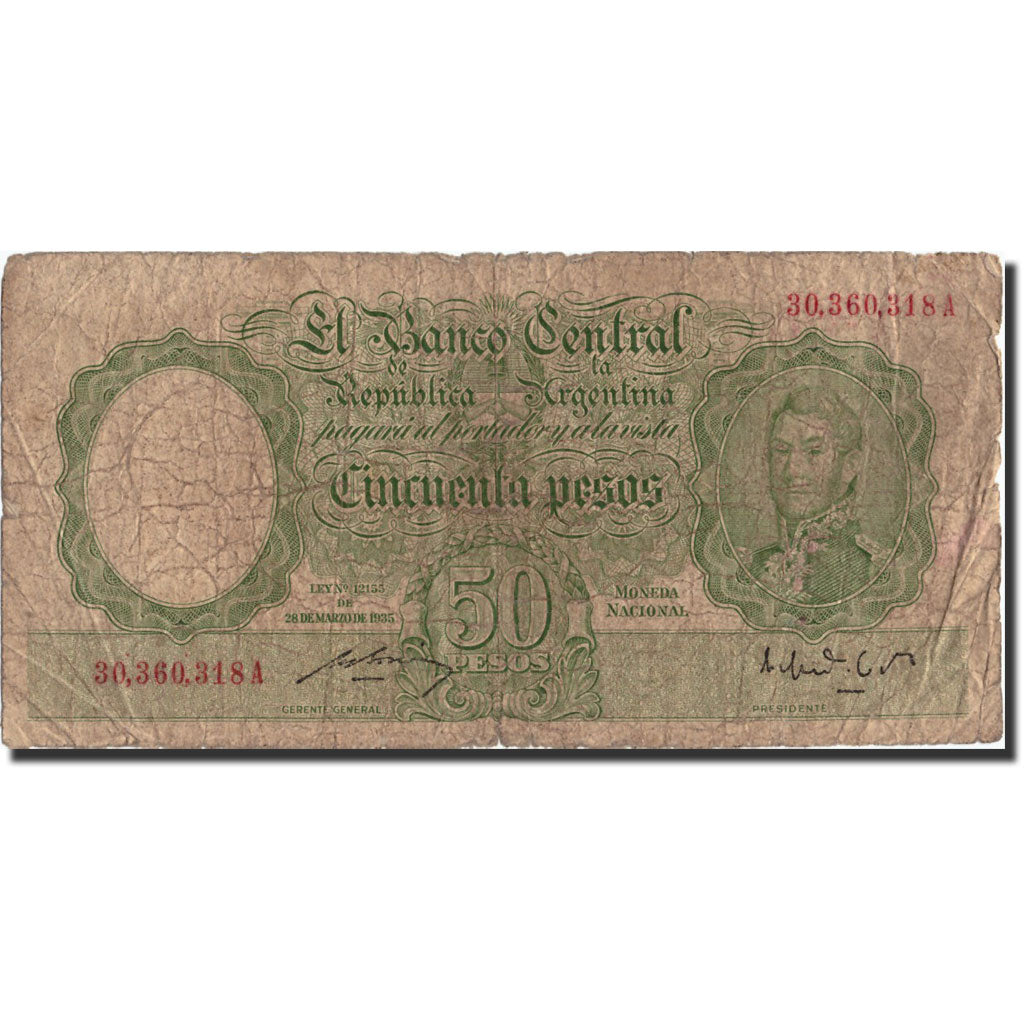 Argentina, 50 Pesos, KM:266b, VG(8-10)