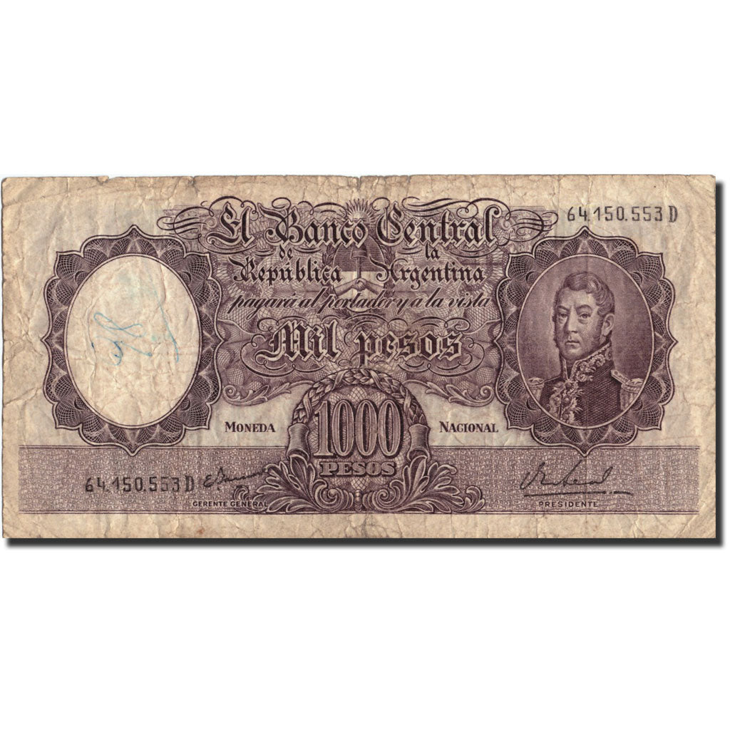 Banknote, Argentina, 1000 Pesos, Undated, Undated, KM:279b, VG(8-10)