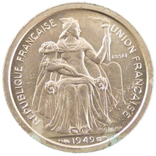 New Caledonia, 1 Franc, 1949, MS(65-70), Bronze-Nickel, Lecompte #35, 5.20