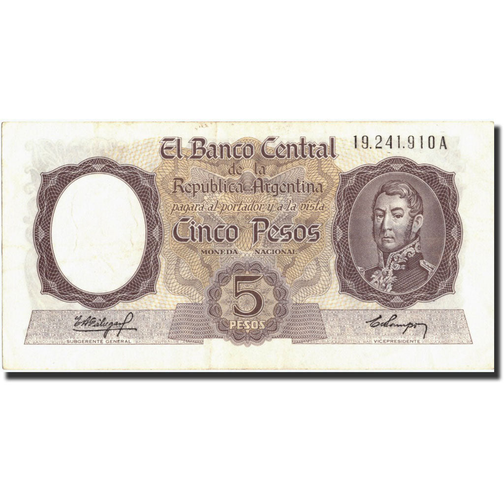 Argentina, 5 Pesos, undated (1960-62), KM:275a, undated (1960-62), AU(50-53)