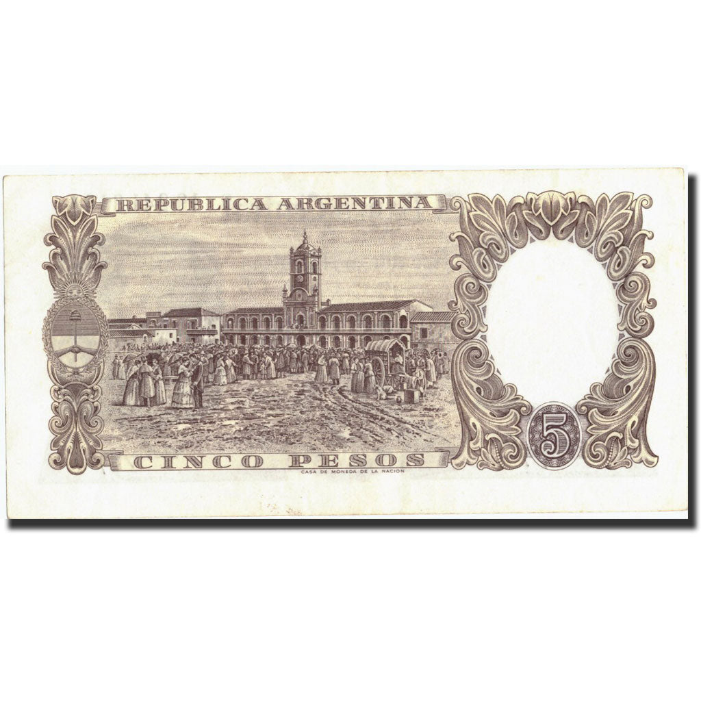Argentina, 5 Pesos, undated (1960-62), KM:275a, undated (1960-62), AU(50-53)