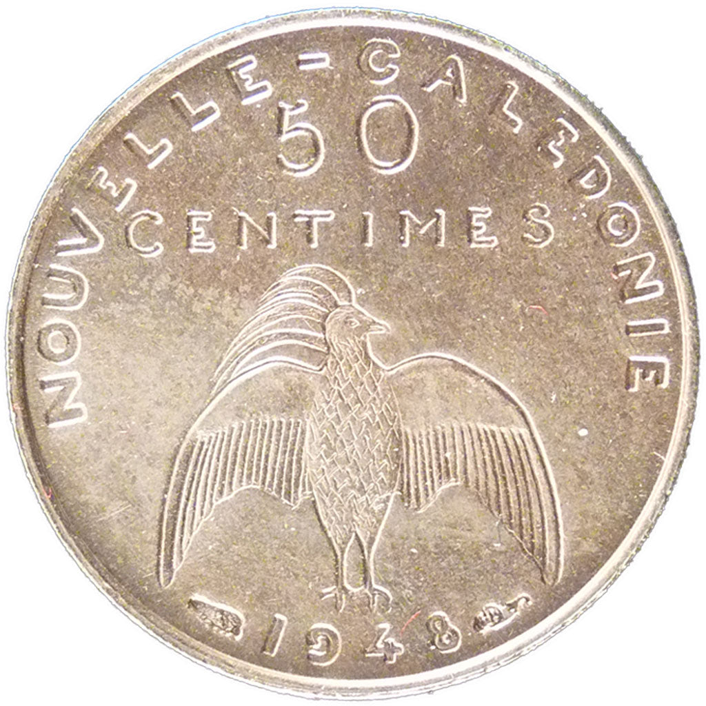New Caledonia, 50 Centimes, 1948, MS(65-70), Bronze-Nickel, Lecompte #19, 2.60