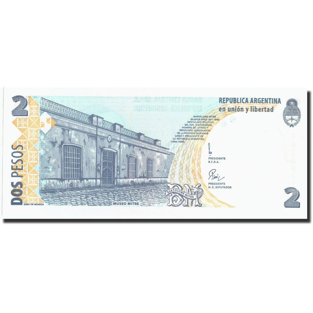 Argentina, 2 Pesos, Undated (1997-02), KM:346, Undated (1997-02), UNC(65-70)
