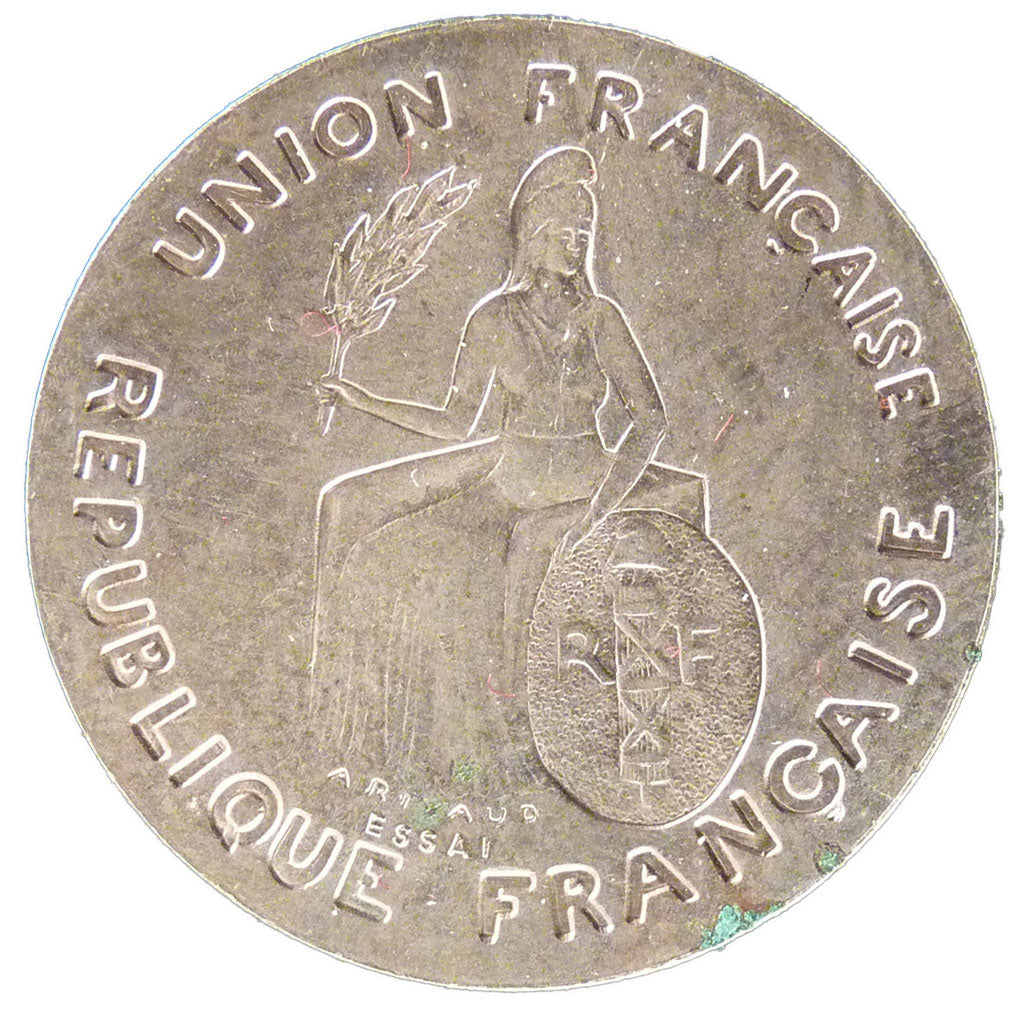 New Caledonia, 1 Franc, 1948, AU(55-58), Bronze-Nickel, Lecompte #25, 5.20