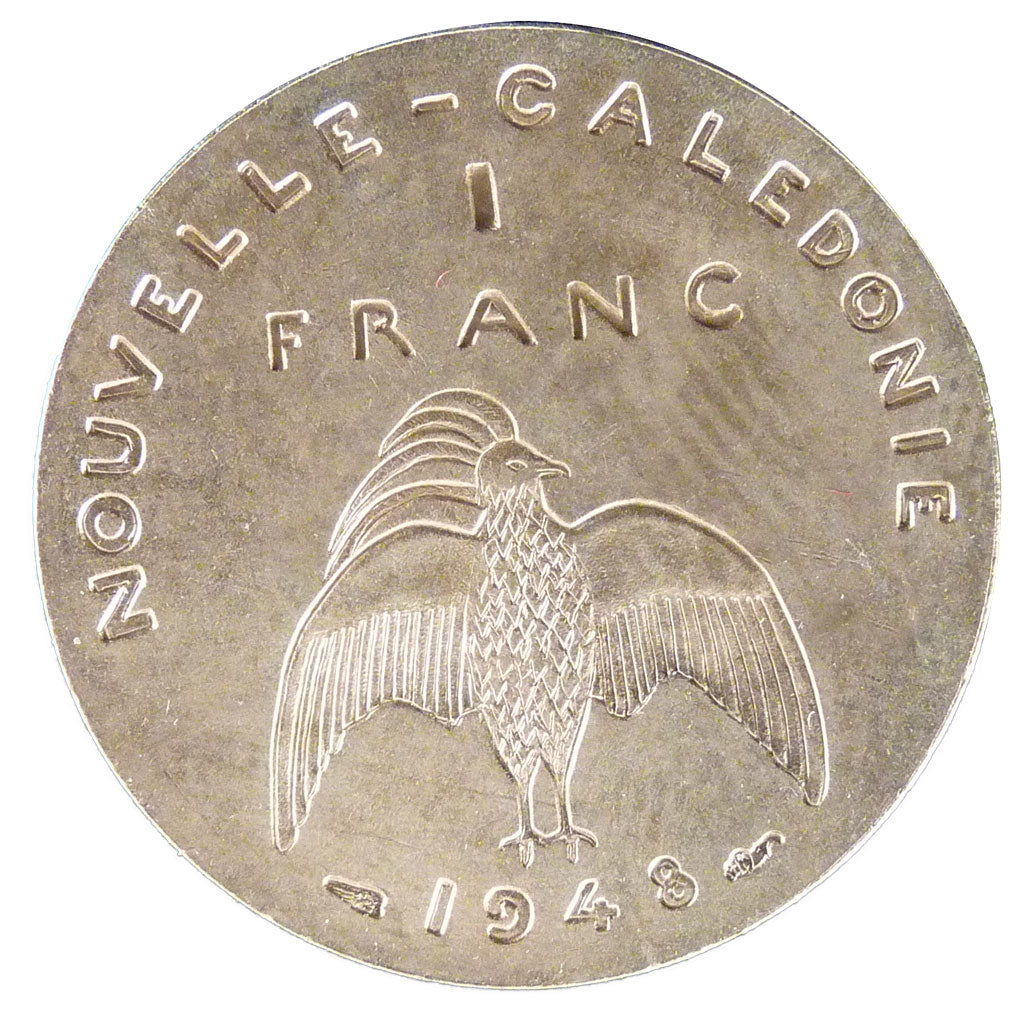 New Caledonia, 1 Franc, 1948, AU(55-58), Bronze-Nickel, Lecompte #25, 5.20