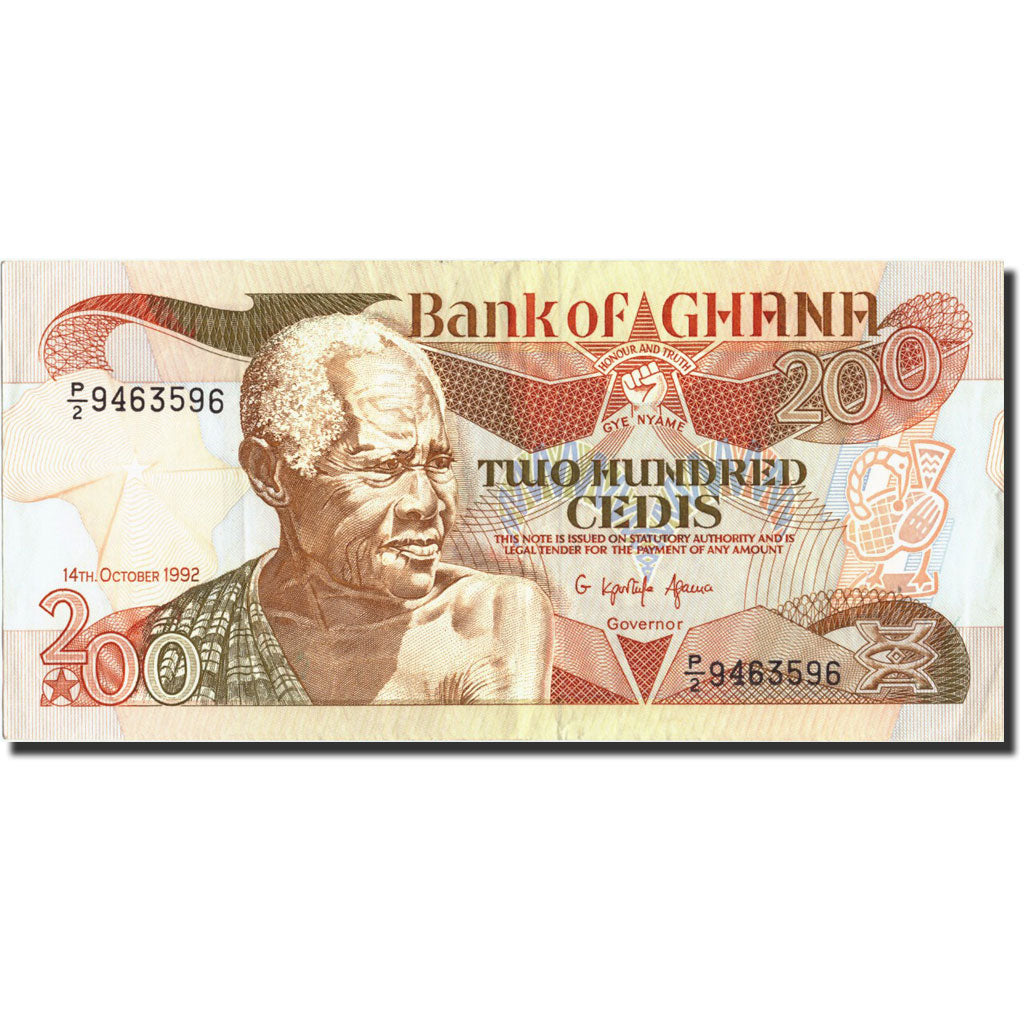 Banknote, Ghana, 200 Cedis, 1992, 1992-10-14, KM:27b, UNC(63)