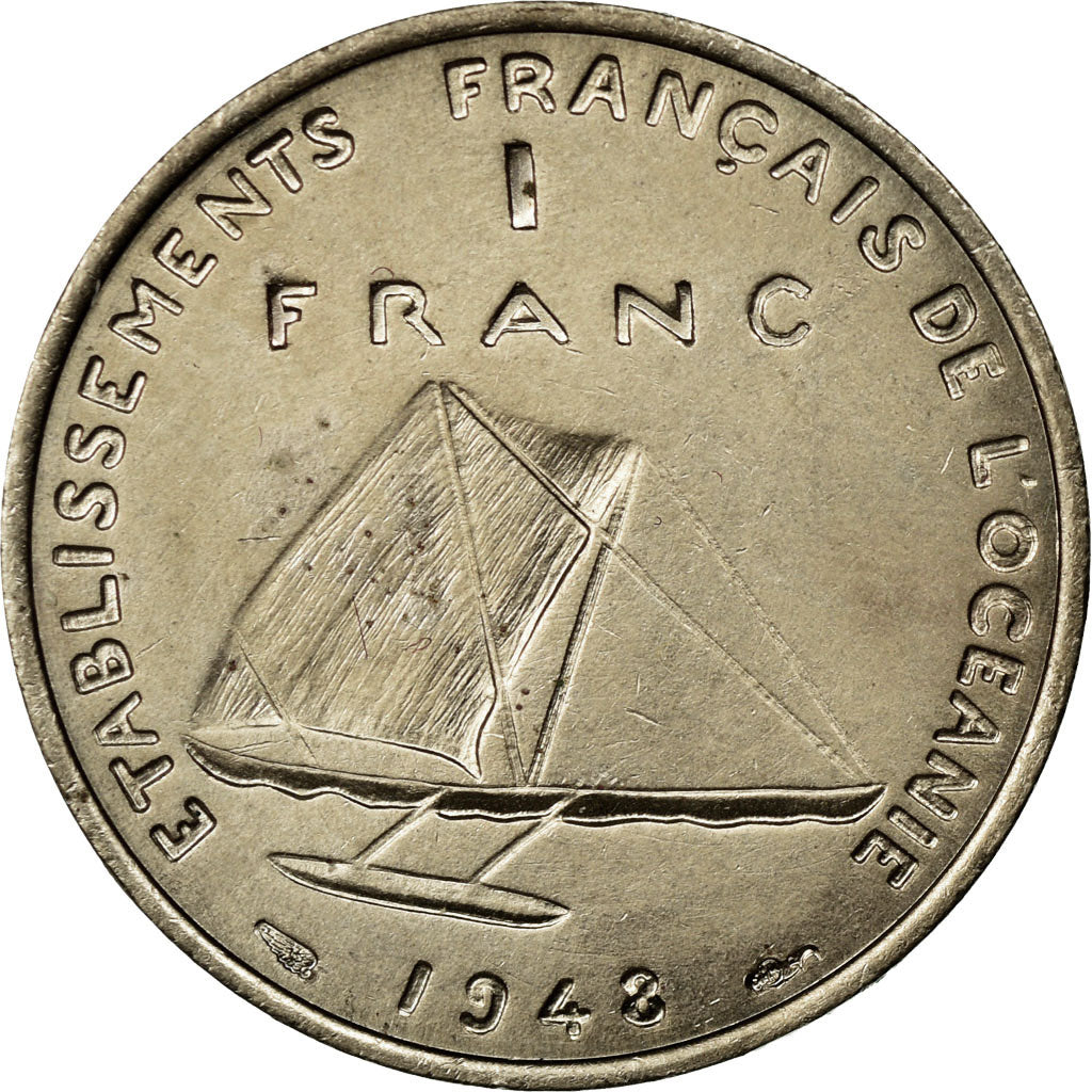 Coin, FRENCH OCEANIA, Franc, 1948, MS(65-70), Bronze-Nickel, Lecompte:5