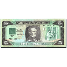 Billet, Liberia, 5 Dollars, 1989, 1989-04-12, KM:19, NEUF