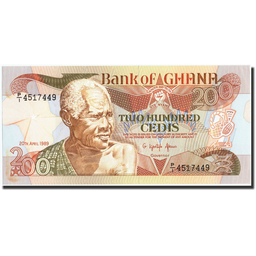 Banknote Ghana 200 Cedis 1989 1989-04-20 KM:27b UNC(63) – Numiscorner.com