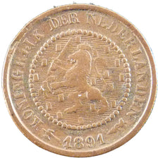 NETHERLANDS, 1/2 Cent, 1891, KM #109.2, EF(40-45), Bronze, 14, 1.30