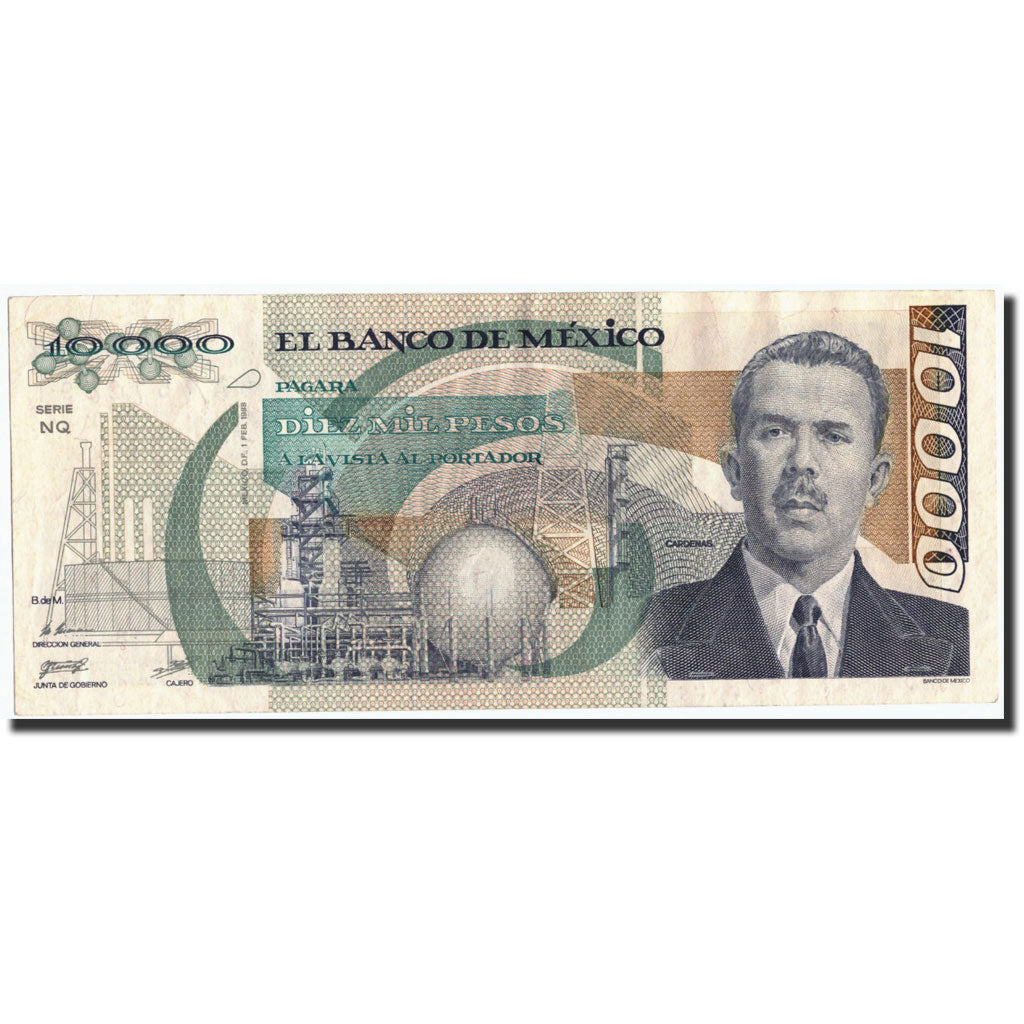 Mexico, 10,000 Pesos, 1988, KM:90b, 1988-02-01, AU(55-58)
