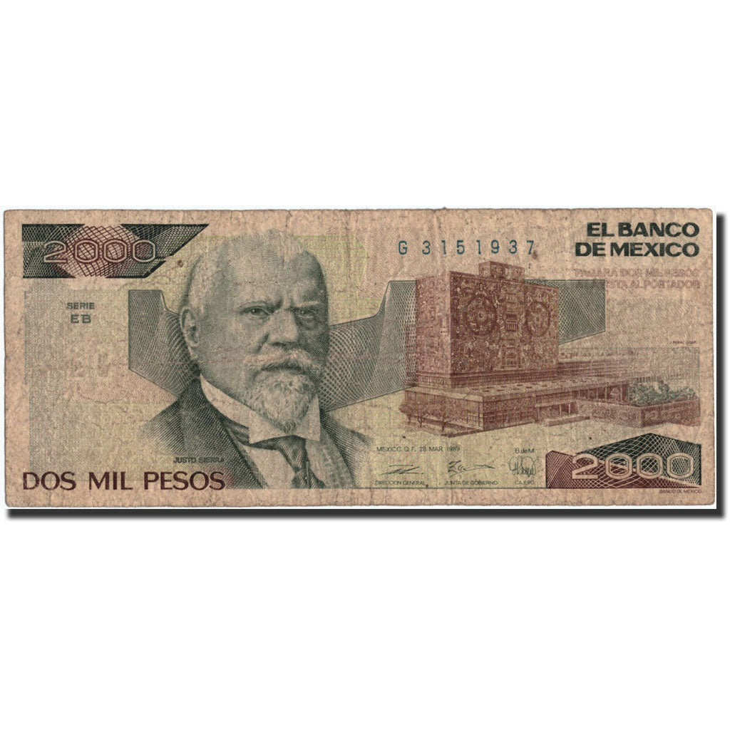 Geldschein, Mexiko, 2000 Pesos, 1989, 1989-03-28, KM:86c, S