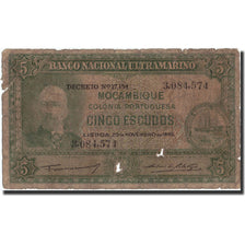 Banknote, Mozambique, 5 Escudos, 1945, 1945-11-29, KM:94, VG(8-10)