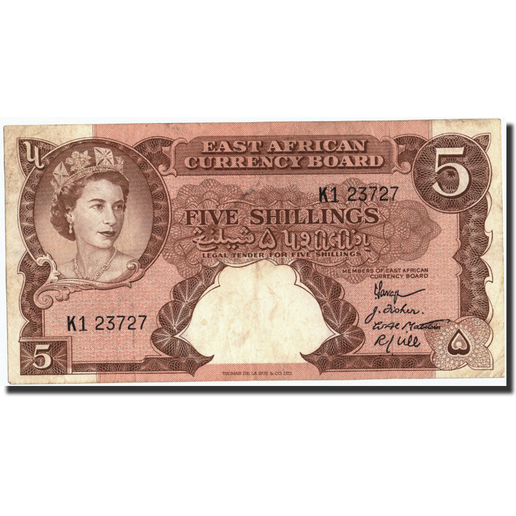 EAST AFRICA, 5 Shillings, Undated (1958-60), KM:37, VF(20-25)