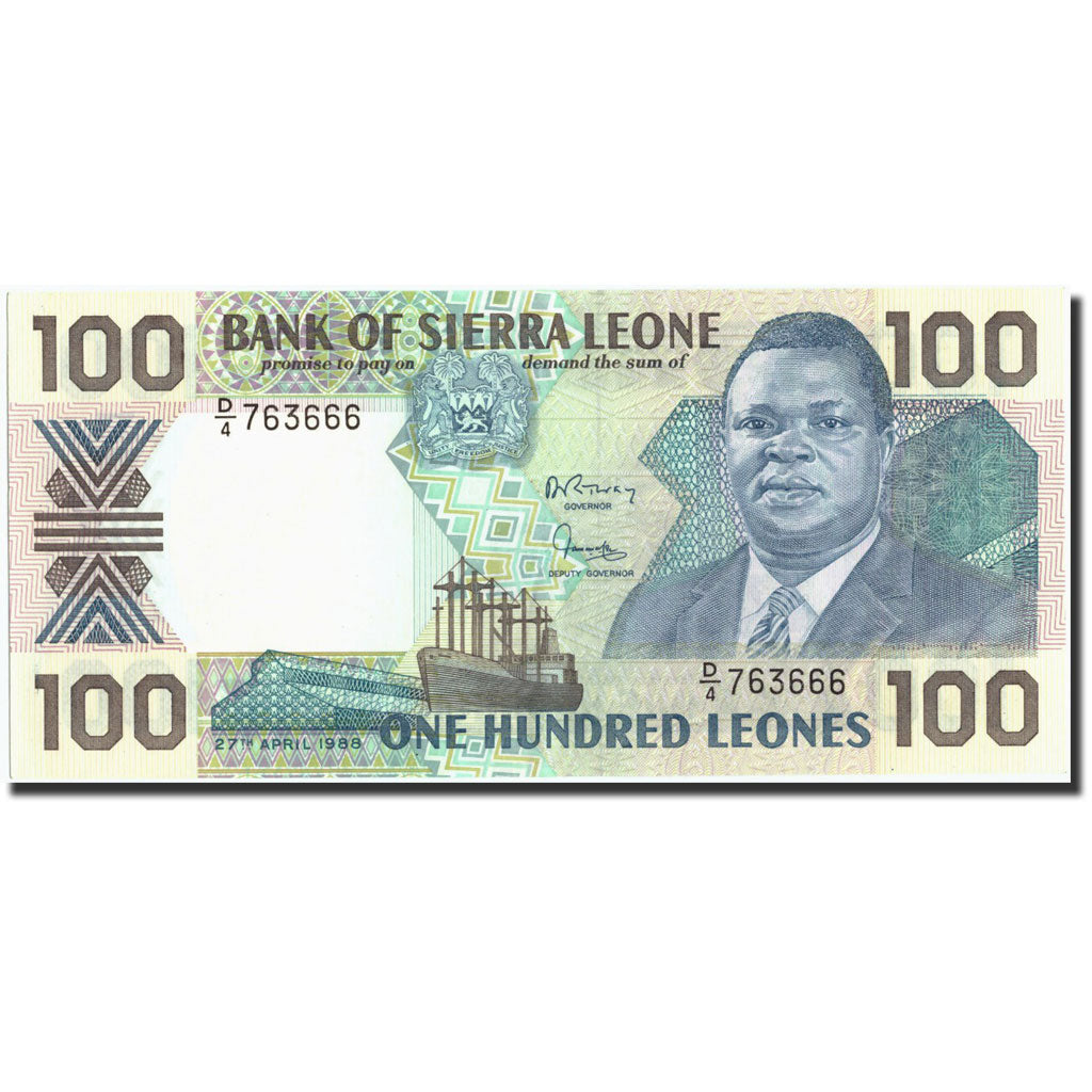 Banknote, Sierra Leone, 100 Leones, 1988, 1988-04-27, KM:18a, UNC(65-70)