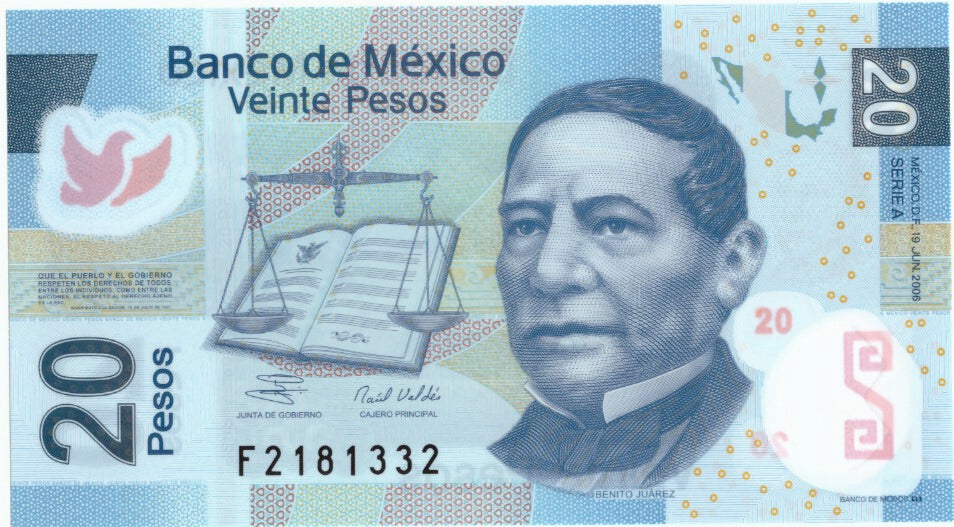 Banknote, Mexico, 20 Pesos, 2006, 2006-06-19, KM:122b, UNC(65-70)