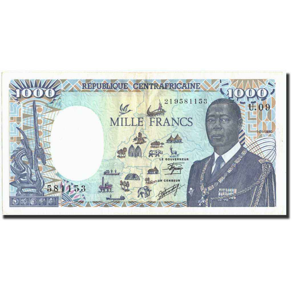 Central African Republic, 1000 Francs, 1990, KM:16, 1990-01-01, EF(40-45)