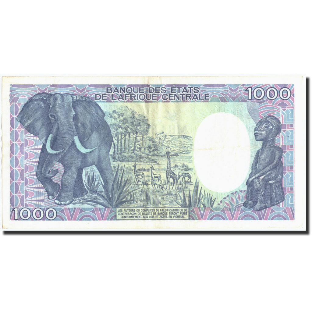 Central African Republic, 1000 Francs, 1990, KM:16, 1990-01-01, EF(40-45)