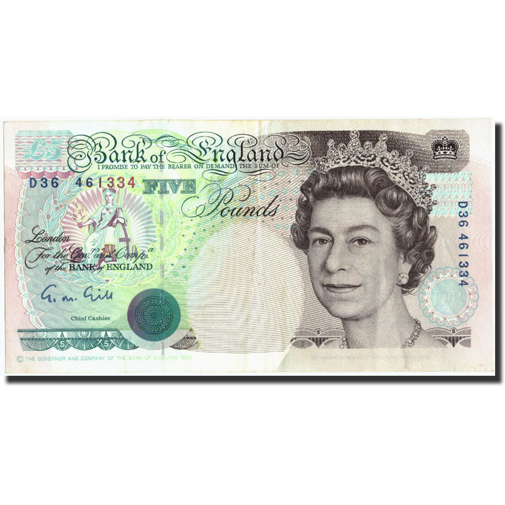 Great Britain, 5 Pounds, Undated (1990-2002), KM:382a, AU(50-53)