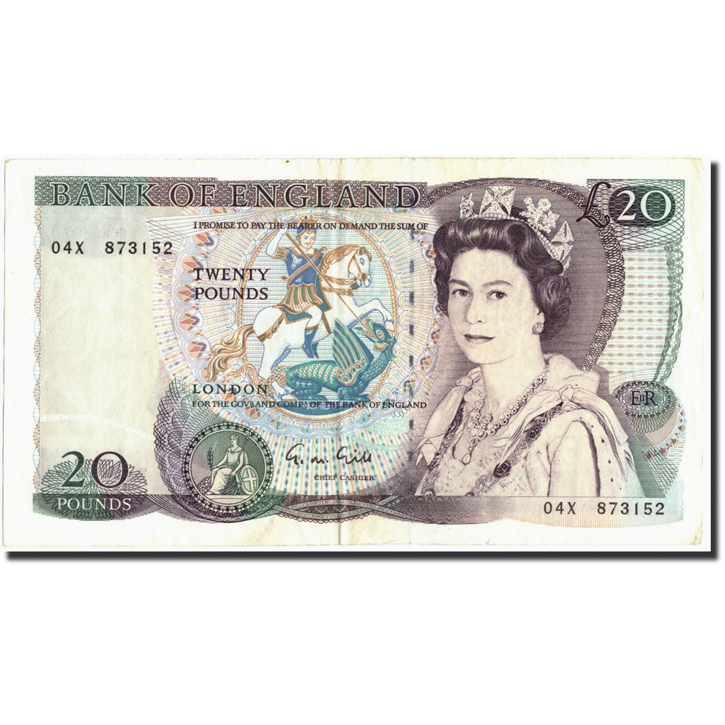 Great Britain, 20 Pounds, Undated (1988-91), KM:380e, EF(40-45)