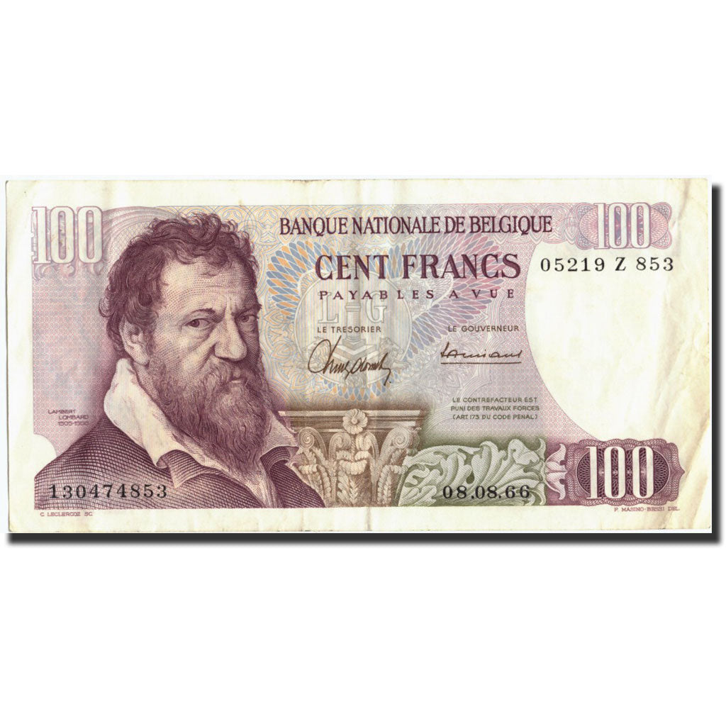 Banknote, Belgium, 100 Francs, 1966, 1966-08-08, KM:134a, EF(40-45)