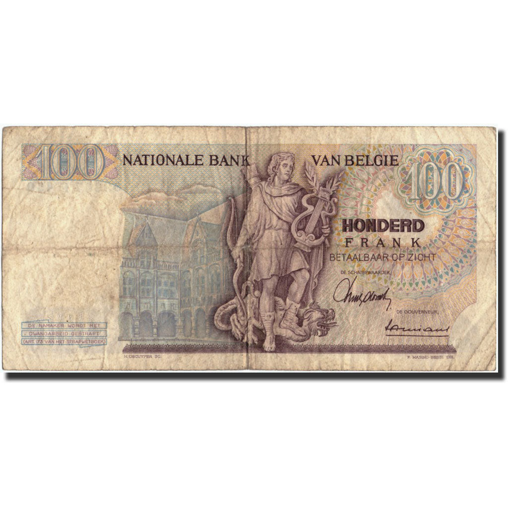 Banknote, Belgium, 100 Francs, 1965, 1965-12-29, KM:134a, VF(20-25)