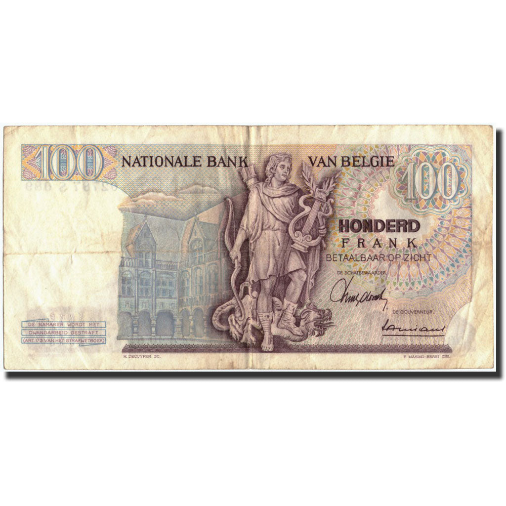 Belgium, 100 Francs, 1965, KM:134a, 1965-10-14, VF(20-25)