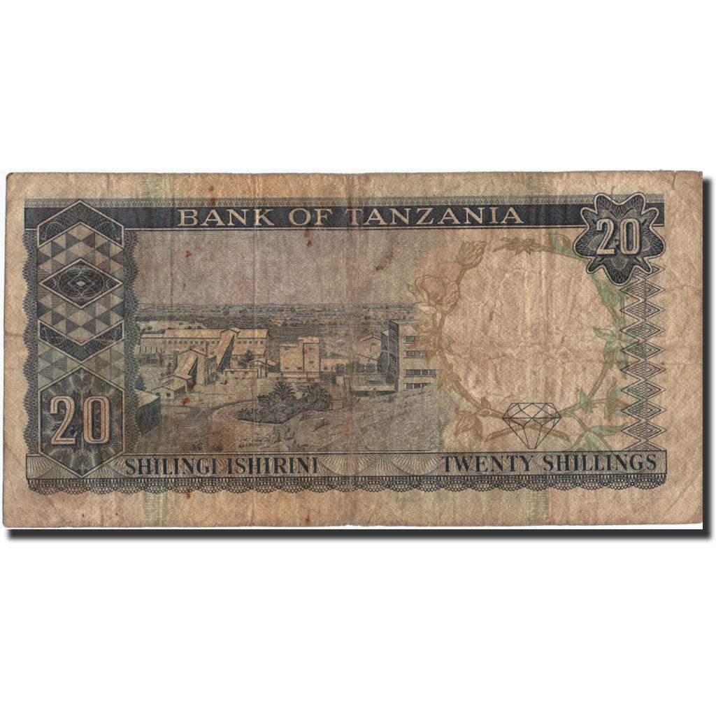 Tanzania, 20 Shillings, Undated (1966), Undated (1966), KM:3a, VG(8-10)