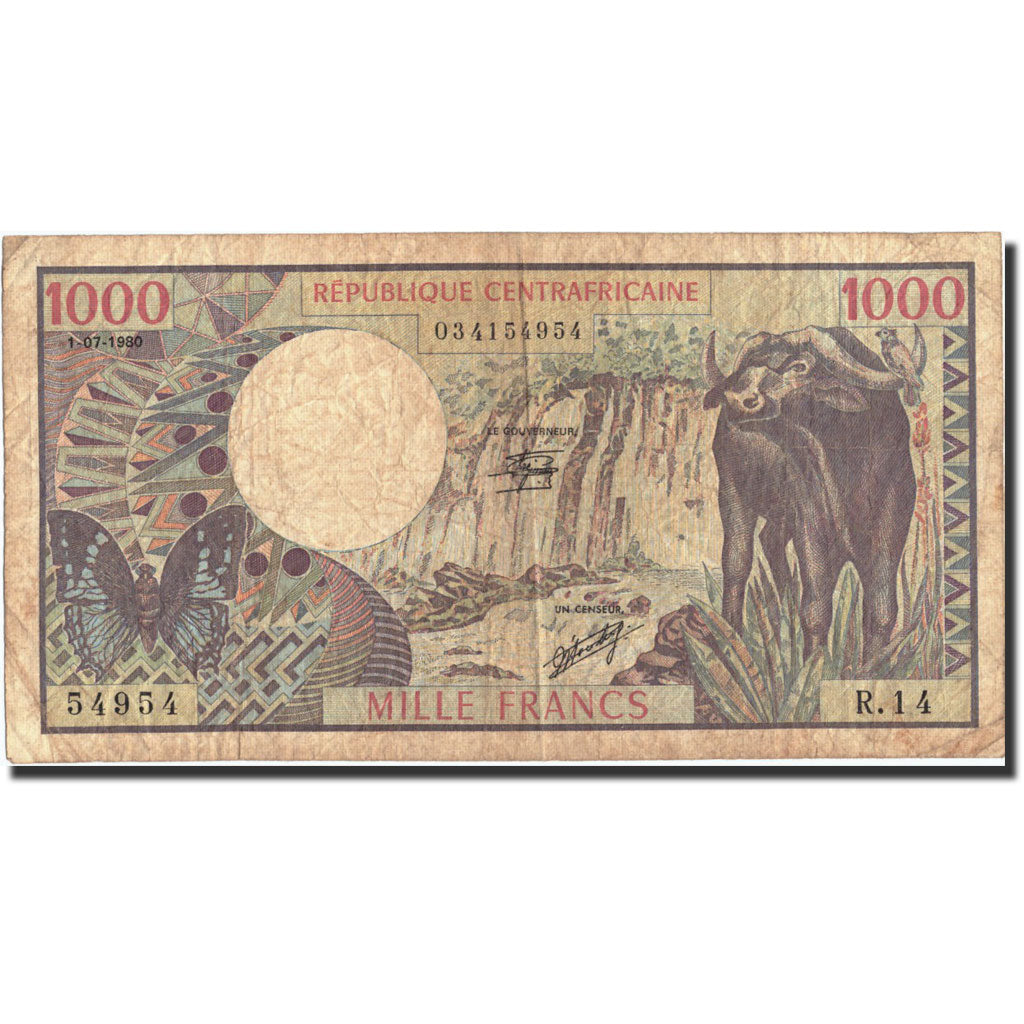 Central African Republic, 1000 Francs, 1980, 1980-07-01, KM:10, VG(8-10)