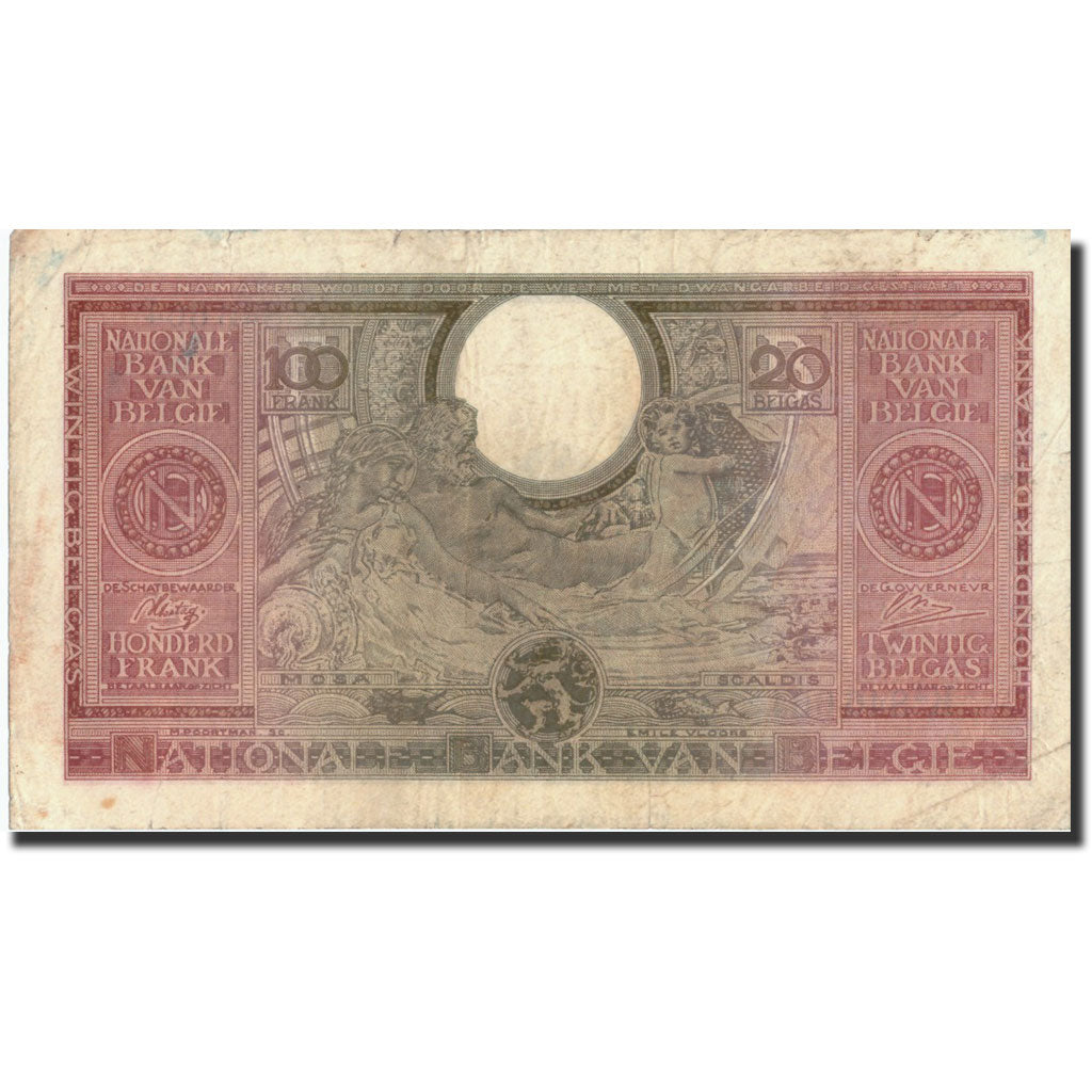 Billet, Belgique, 100 Francs-20 Belgas, 1943, 1943-02-01, KM:107, TB+