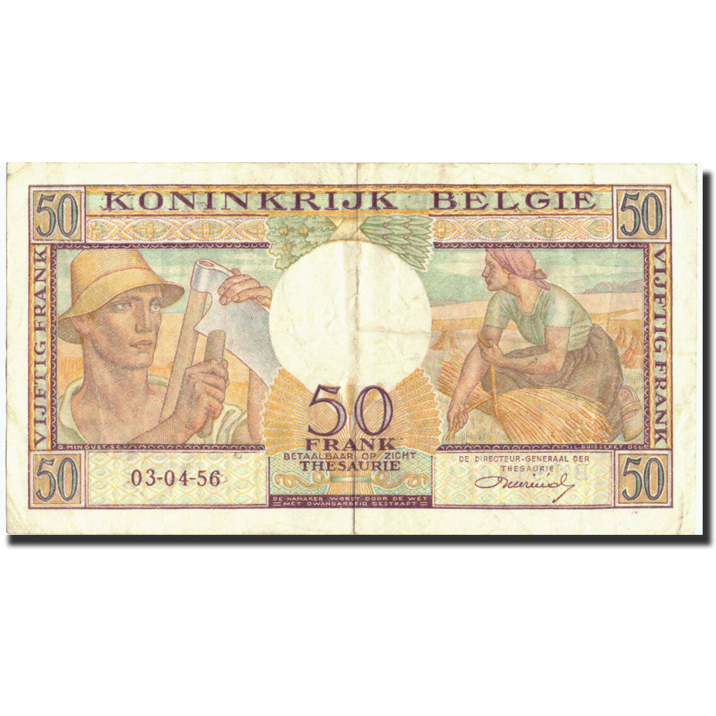 Belgium, 50 Francs, 1956, KM:133b, 1956-04-03, EF(40-45)