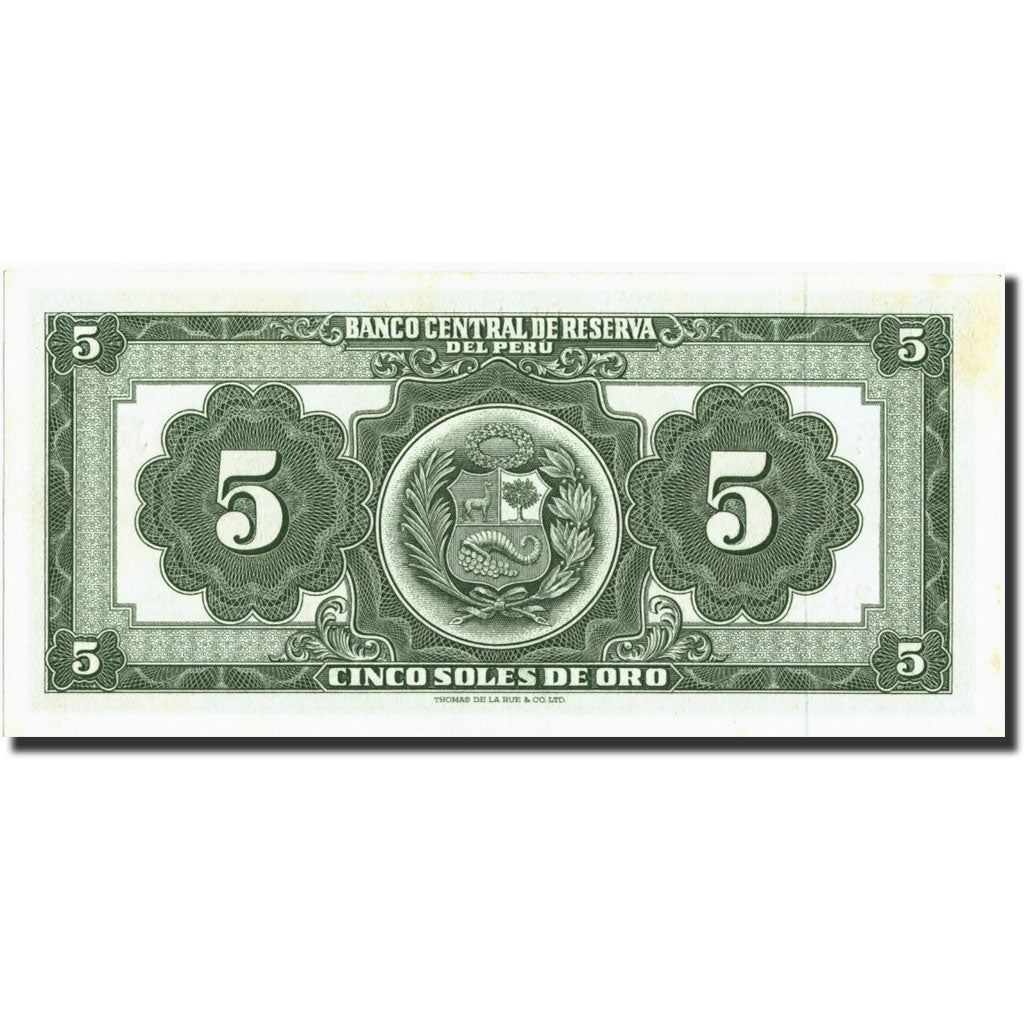 Banknote, Peru, 5 Soles De Oro, 1965, 1965-06-18, KM:83a, AU(55-58)